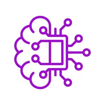 Artificial Intelligence Brain Icon, Digital Technology, and Machine Learnin.. Stock Illustration