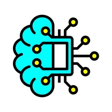 Artificial Intelligence Brain Icon, Digital Technology, and Machine Learnin.. Stock Illustration