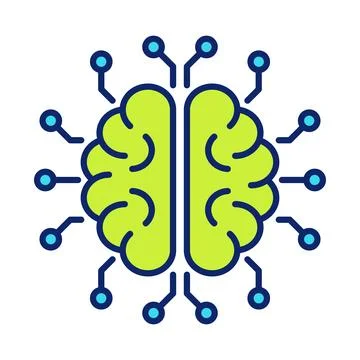 Artificial Intelligence Brain Icon, Digital Technology, and Machine Learnin.. Stock Illustration