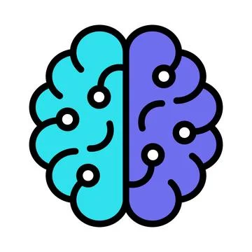 Artificial Intelligence Brain Icon, Digital Technology, and Machine Learnin.. Stock Illustration