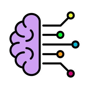 Artificial Intelligence Brain Icon, Digital Technology, and Machine Learnin.. Stock Illustration