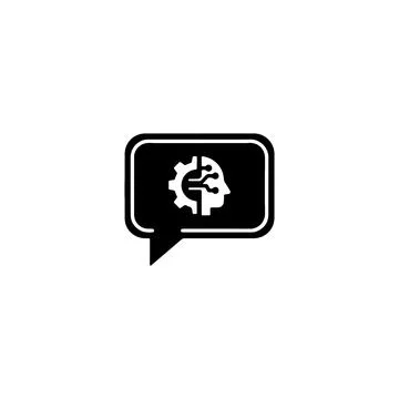 Artificial intelligence brain icon inside a speech bubble Illustrazione stock