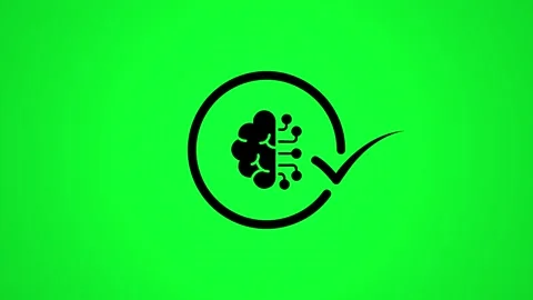 Artificial intelligence brain icon loading animation with check mark on a g.. Stock Footage 346497894