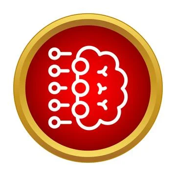 Artificial intelligence brain icon with neural network processing data Stock Illustration