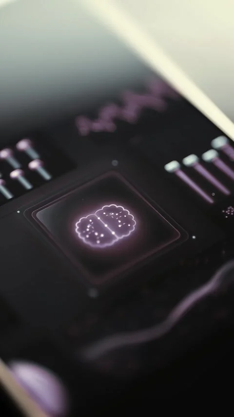 Artificial Intelligence Brain Icon with Performance Charts Stock Footage 341866889