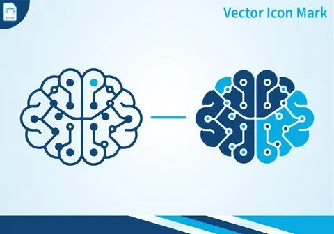 Artificial intelligence brain icon representing digital tech. 스톡 일러스트