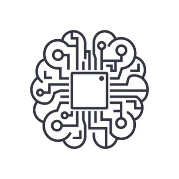Artificial intelligence brain icon - vector AI technology concept symbol, design Stock Illustration