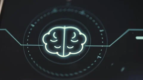 Artificial Intelligence Brain Inside Digital Scanner Stock Footage 341865170