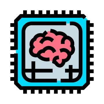 Artificial intelligence brain integrated circuit computer chip Stock Illustration