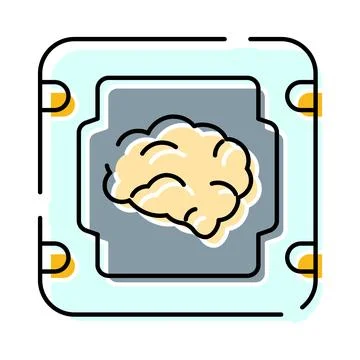 Artificial intelligence brain integrated microchip computing technology イラスト素材