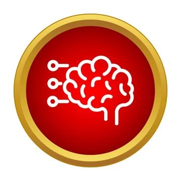 Artificial intelligence brain learning and processing data icon 库存插图