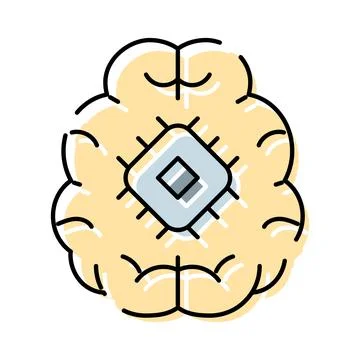 Artificial intelligence brain learning and processing information 库存插图