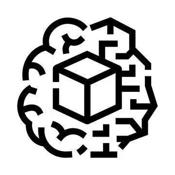 Artificial intelligence brain learning data processing icon 库存插图