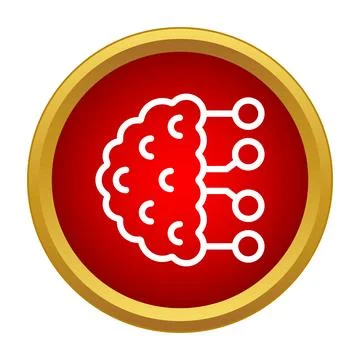 Artificial intelligence brain learning digital mind technology icon Stock Illustration