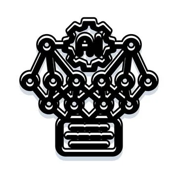 Artificial intelligence brain learning mechanism icon design Illustrazione stock