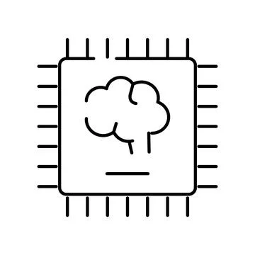 Artificial intelligence brain learning on microchip processing data Illustrazione stock