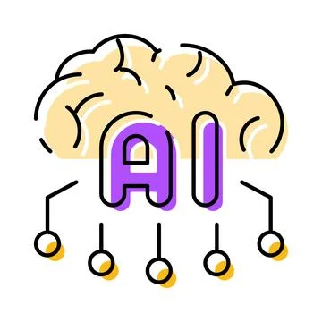 Artificial intelligence brain learning new technology concept Ilustração Stock