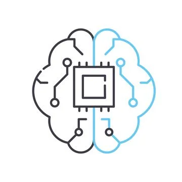 Artificial intelligence brain line icon, outline symbol, vector illustration イラスト素材