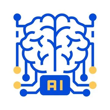 Artificial Intelligence Brain Line Icon, Outline Symbol for Machine Process.. イラスト素材