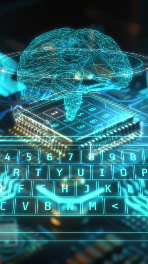 Artificial intelligence brain linking to circuit board technology Stock Footage 343785907