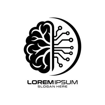 Artificial Intelligence Brain Logo Design with Tech Circuit Board Stock Illustration