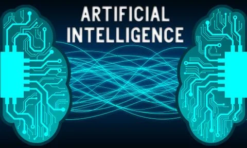 Artificial Intelligence brain with machine learning concept Illustrazione stock