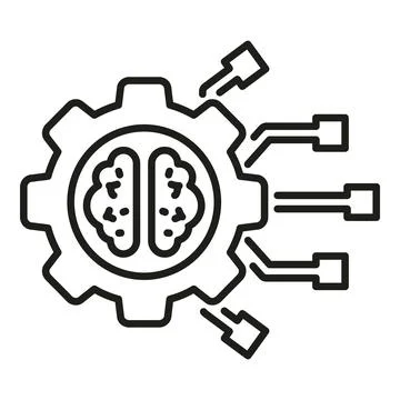 Artificial intelligence brain machine learning process icon Illustrazione stock