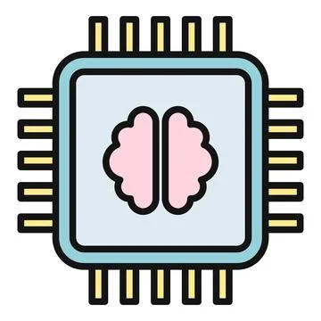 Artificial intelligence brain machine learning chip processor イラスト素材