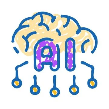 Artificial intelligence brain machine learning concept Ilustração Stock