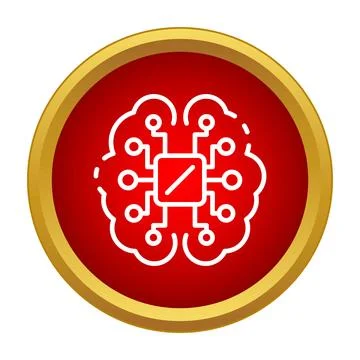 Artificial intelligence brain with microchip circuit icon Stock Illustration