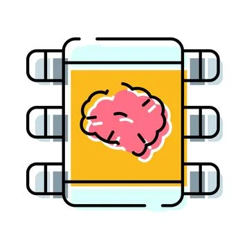 Artificial intelligence brain on microchip concept イラスト素材