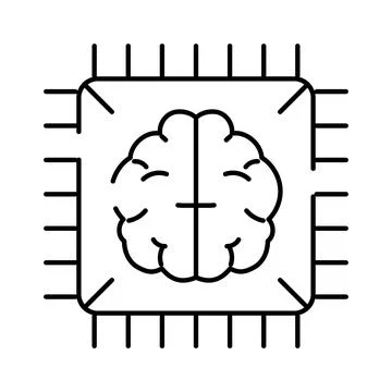 Artificial intelligence brain on microchip icon design Stock Illustration