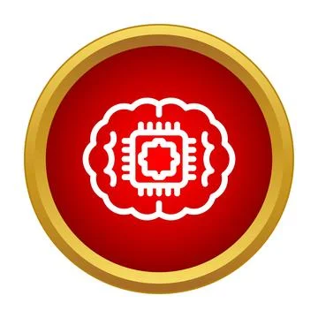 Artificial intelligence brain microchip neural network technology icon Illustrazione stock