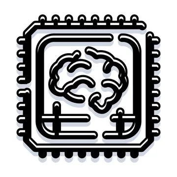 Artificial intelligence brain microchip processing data icon Stock Illustration