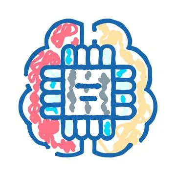 Artificial intelligence brain with microchip technology concept Stock Illustration