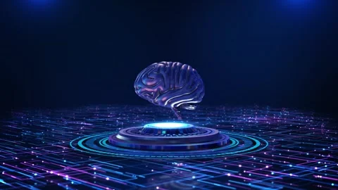 Artificial Intelligence Brain on Neon Data Network Stage 스톡 동영상 342627148