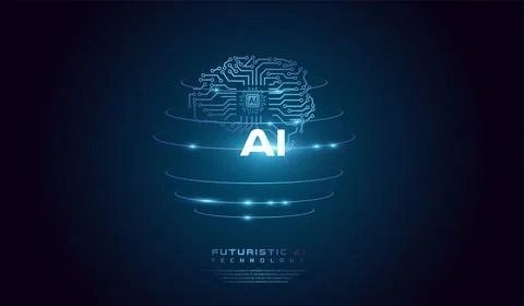 The Artificial intelligence brain network concept background, abstract of A.. 库存插图