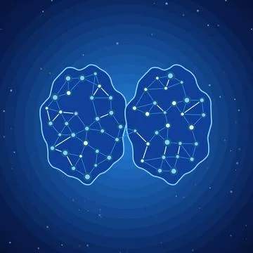 Artificial intelligence brain network flat vector illustration with two Stock Illustration