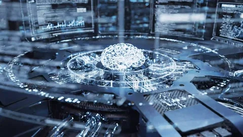 Artificial intelligence brain network with glowing cyber data connections 動画素材 347257731