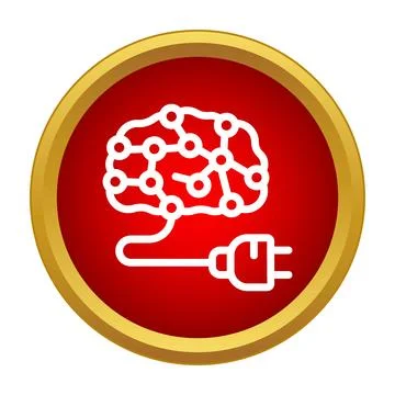 Artificial intelligence brain neural network with power plug Illustrazione stock