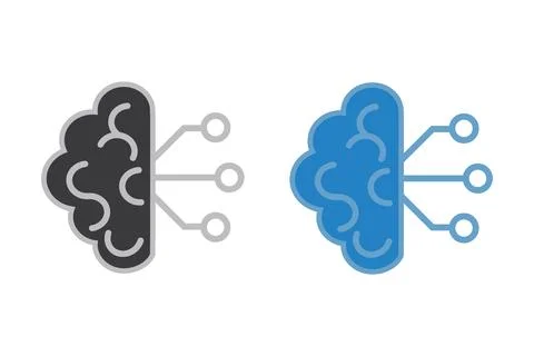 Artificial Intelligence Brain Neural Network Vector Icon Set for Tech Design イラスト素材
