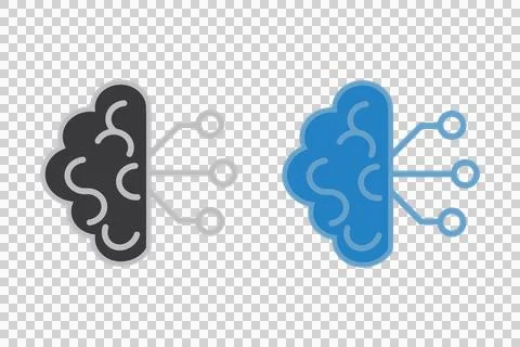 Artificial Intelligence Brain Neural Network Icon Set for Tech Design Stock Illustration