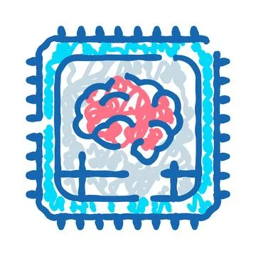 Artificial intelligence brain operating inside microchip processing data イラスト素材