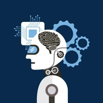 Artificial intelligence brain process gear イラスト素材