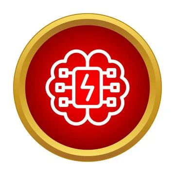 Artificial intelligence brain processing cybernetic energy icon Stock Illustration
