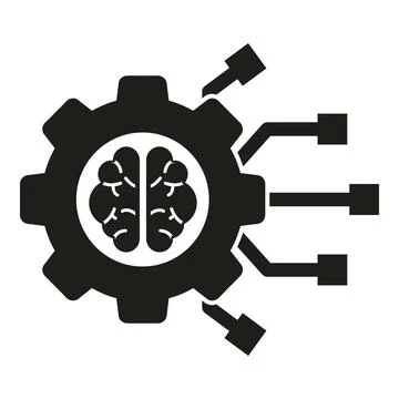 Artificial intelligence brain processing data gear icon イラスト素材