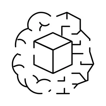 Artificial intelligence brain processing data cube icon イラスト素材