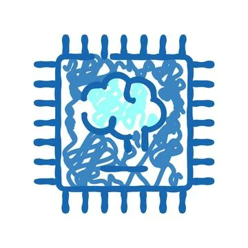 Artificial intelligence brain processing on microchip technology Stock Illustration