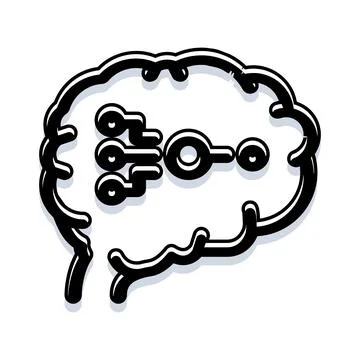 Artificial intelligence brain representing neural network processing data Stock Illustration