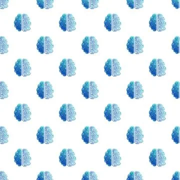 Artificial intelligence brain seamless pattern background Illustrazione stock